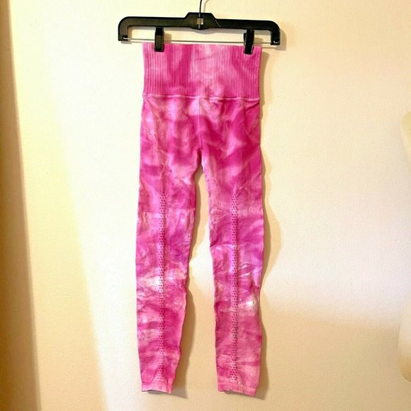 Free People Movement Leggings XS/S Pink White Tie Dye Pants - Picture 1 of 10